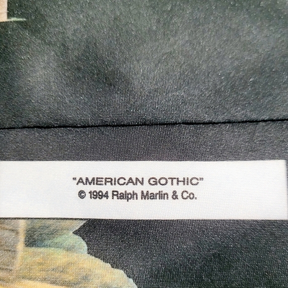 Vintage Ralph Marlin “American Gothic” Art Neck Tie 1994 Made in USA - Picture 4 of 5